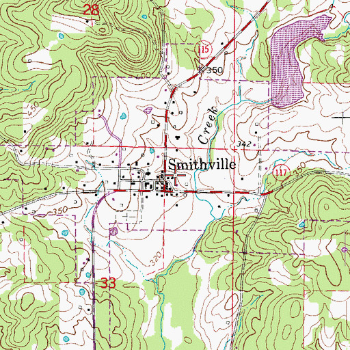 Topographic Map of Town of Smithville, AR