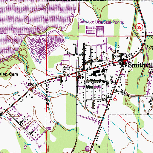 Topographic Map of Town of Smithville, MS