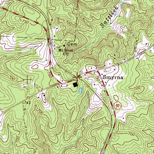Topographic Map of Town of Smyrna, SC
