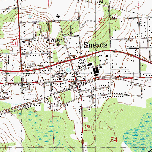 Topographic Map of Town of Sneads, FL