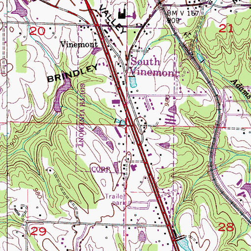 Topographic Map of Town of South Vinemont, AL