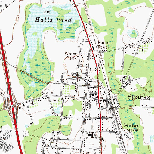 Topographic Map of Town of Sparks, GA