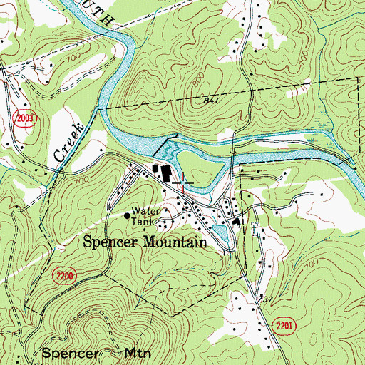 Topographic Map of Town of Spencer Mountain, NC