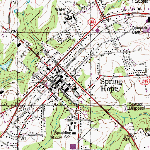 Topographic Map of Town of Spring Hope, NC