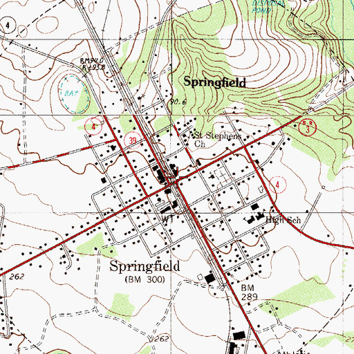 Topographic Map of Town of Springfield, SC