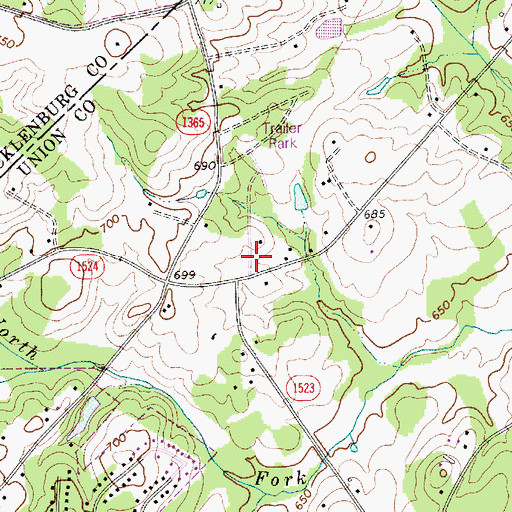 Topographic Map of Town of Stallings, NC