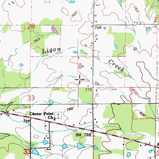 Topographic Map of Township of South Cadron, AR