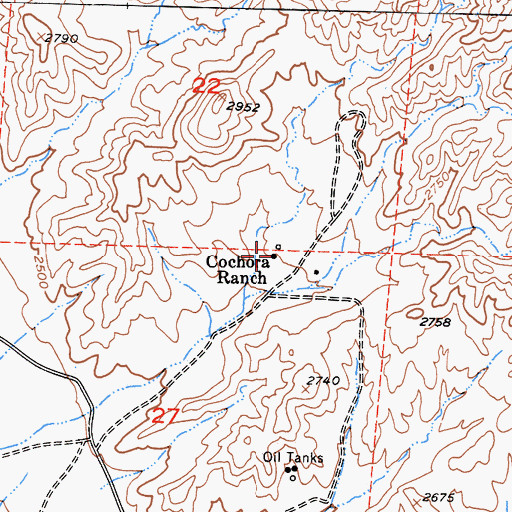 Topographic Map of Cochora Ranch, CA