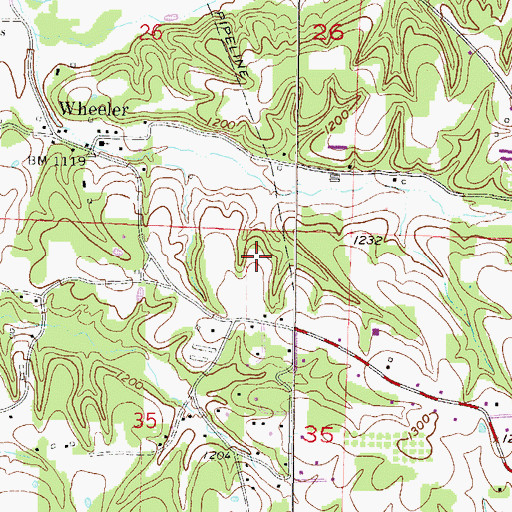 Topographic Map of Township of Wheeler, AR