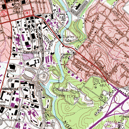 Topographic Map of Unified Government of Athens-Clarke County, GA