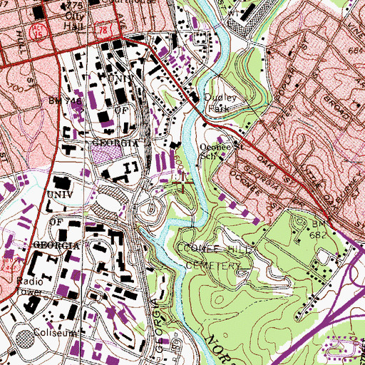 Topographic Map of Unified Government of Athens-Clarke County (Balance), GA