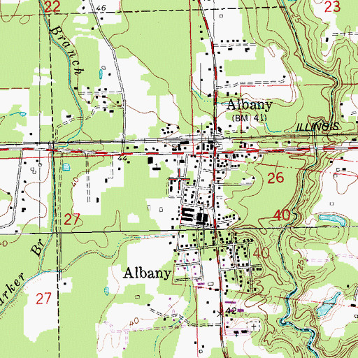 Topographic Map of Village of Albany, LA