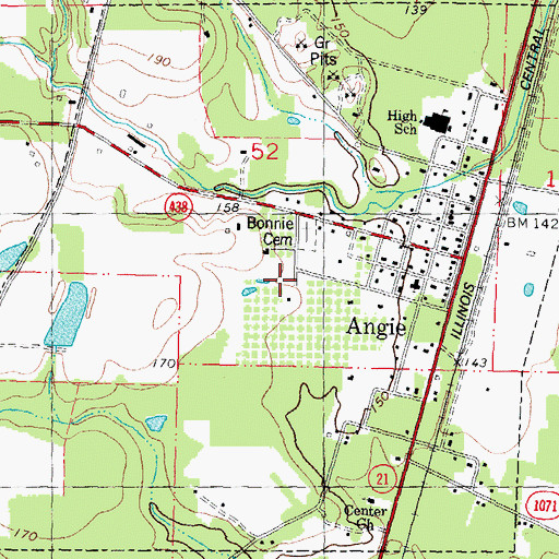 Topographic Map of Village of Angie, LA
