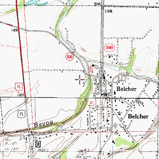 Topographic Map of Village of Belcher, LA