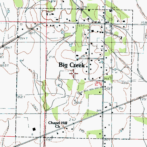 Topographic Map of Village of Big Creek, MS