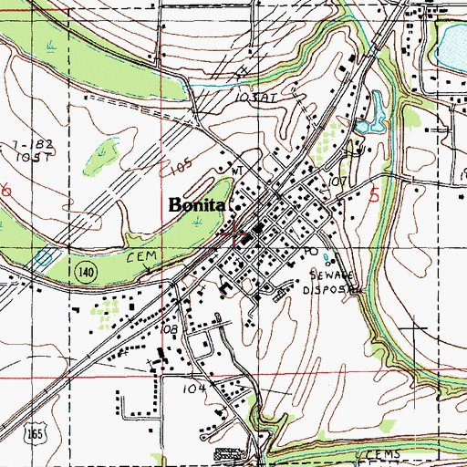 Topographic Map of Village of Bonita, LA
