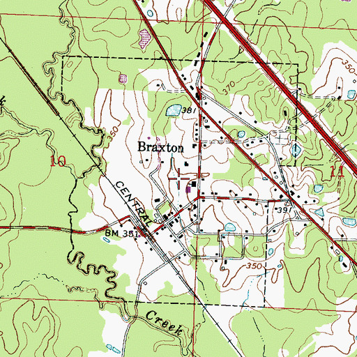 Topographic Map of Village of Braxton, MS
