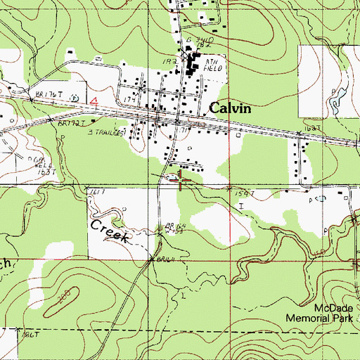 Topographic Map of Village of Calvin, LA