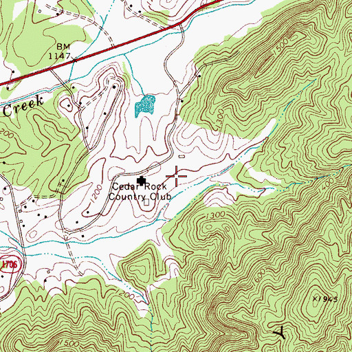 Topographic Map of Village of Cedar Rock, NC
