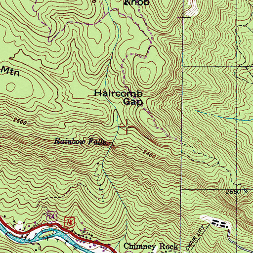 Topographic Map of Village of Chimney Rock Village, NC