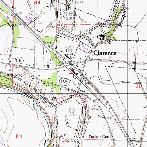 Topographic Map of Village of Clarence, LA