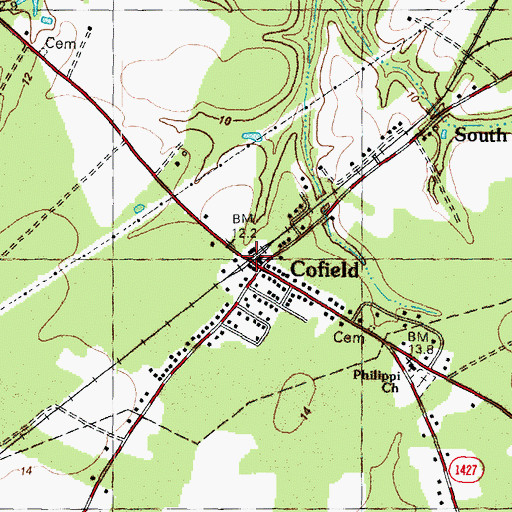 Topographic Map of Village of Cofield, NC