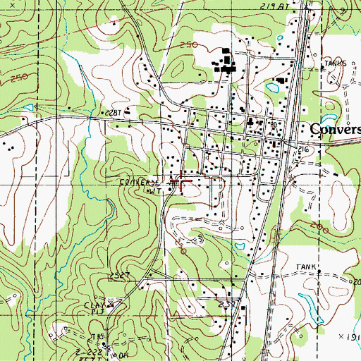 Topographic Map of Village of Converse, LA