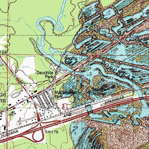 Topographic Map of Village of Dixie Inn, LA