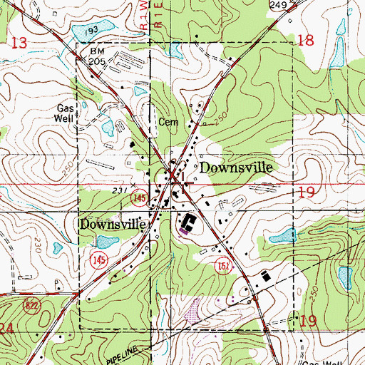 Topographic Map of Village of Downsville, LA