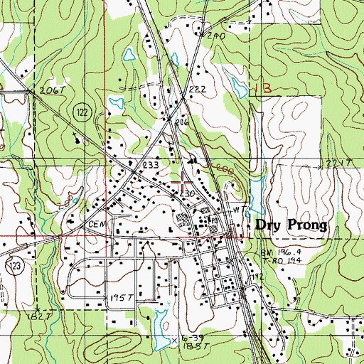 Topographic Map of Village of Dry Prong, LA