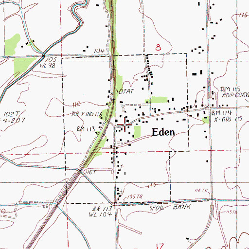 Topographic Map of Village of Eden, MS