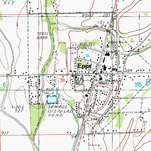 Topographic Map of Village of Epps, LA