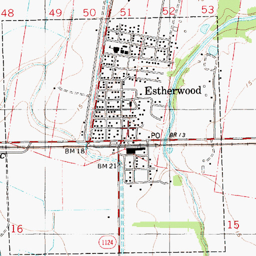 Topographic Map of Village of Estherwood, LA