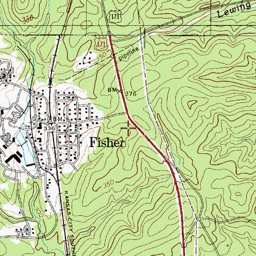 Topographic Map of Village of Fisher, LA