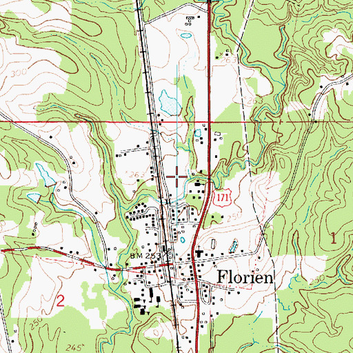 Topographic Map of Village of Florien, LA