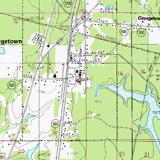 Topographic Map of Village of Georgetown, LA