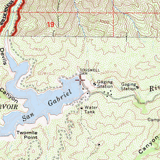 Topographic Map of Cogswell Dam, CA
