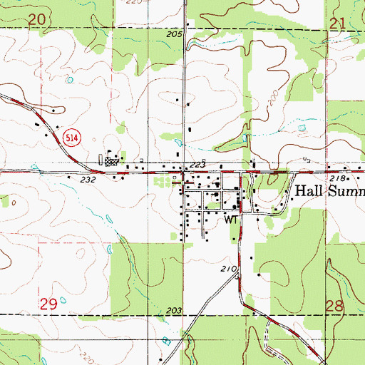 Topographic Map of Village of Hall Summit, LA