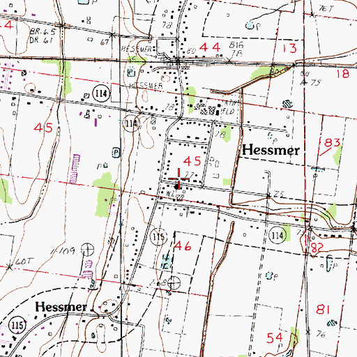 Topographic Map of Village of Hessmer, LA