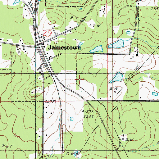 Topographic Map of Village of Jamestown, LA