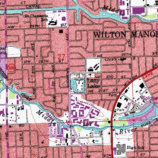 Topographic Map of Village of Lazy Lake, FL