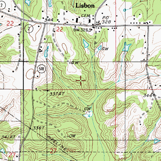 Topographic Map of Village of Lisbon, LA
