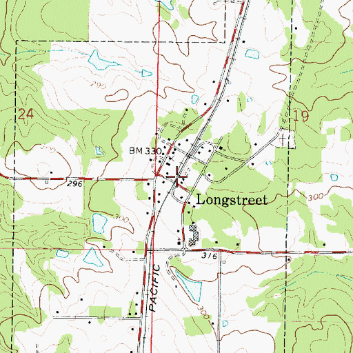 Topographic Map of Village of Longstreet, LA