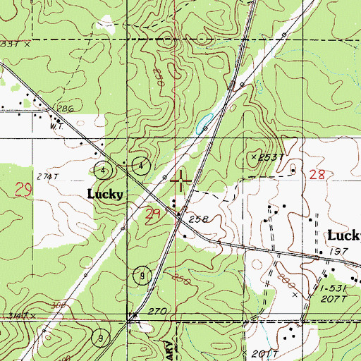 Topographic Map of Village of Lucky, LA