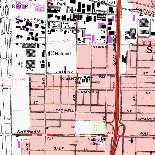 Topographic Map of Cohasset Elementary School, CA