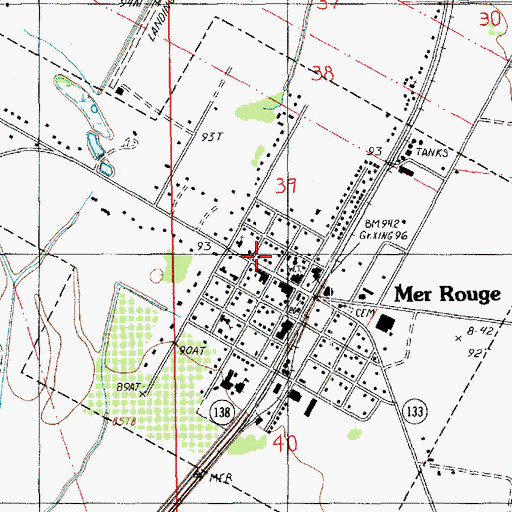 Topographic Map of Village of Mer Rouge, LA