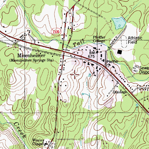 Topographic Map of Village of Misenheimer, NC