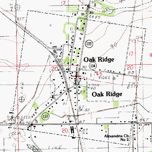 Topographic Map of Village of Oak Ridge, LA
