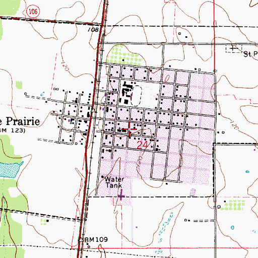 Topographic Map of Village of Pine Prairie, LA