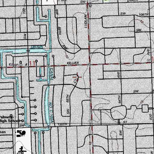 Topographic Map of Village of Pinecrest, FL